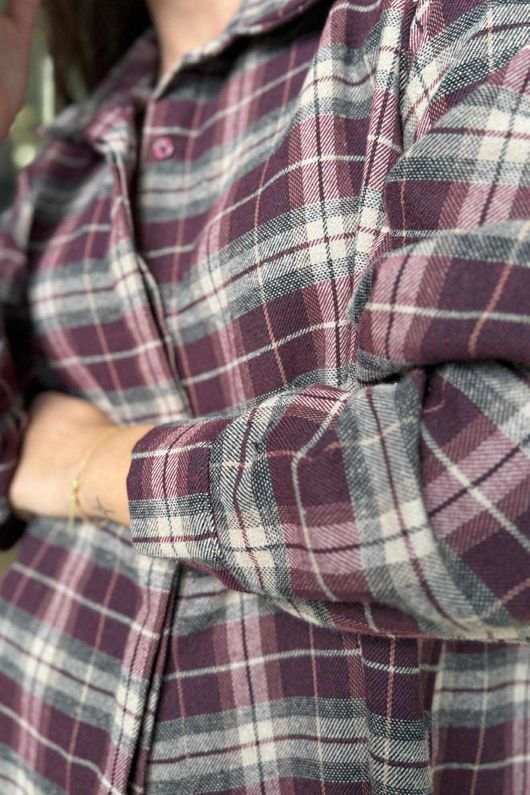Patrick Plaid Brushed Cotton Shirt Burgundy